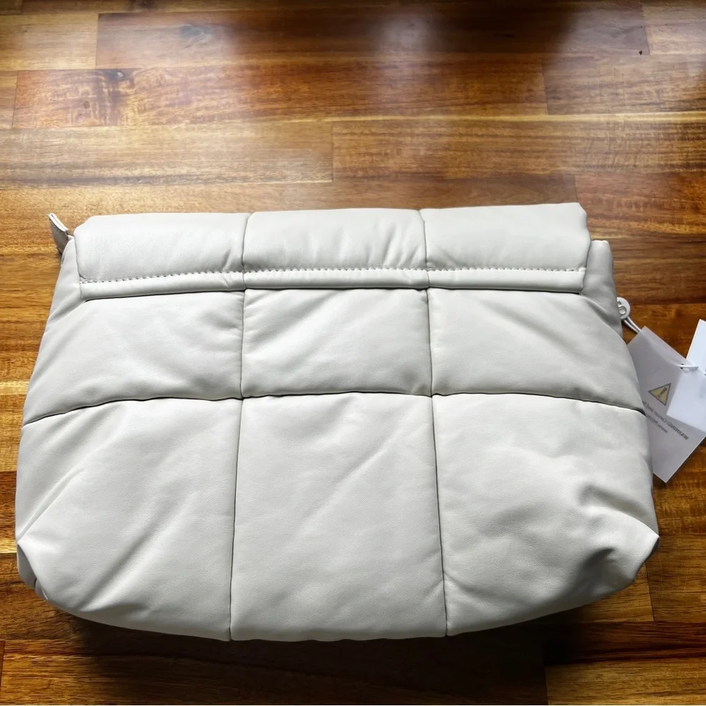 Shiraleah Crossbody or Shoulder Clutch Ivory Puffer with Gold Accents - Picture 4 of 10